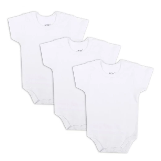 Junior Baby Bodysuit 6-9 Months White Short Sleeve Soft Premium Cotton Blend Lightweight, Breathable & Durable Infant Onesie for Daily Comfort & Easy Care