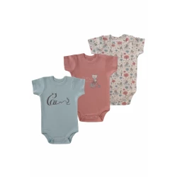 Junior Bodysuit short Sleeve happy kitty, (12-18 M), 3 Pcs