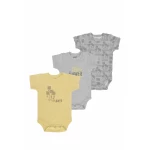 Junior Bodysuit short Sleeve Square flower, (6-9 M), 3 Pcs - Junior Clothing