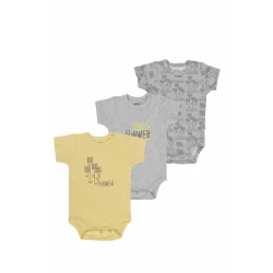 Junior Bodysuit short Sleeve Square flower, (18-24 M), 3 Pcs