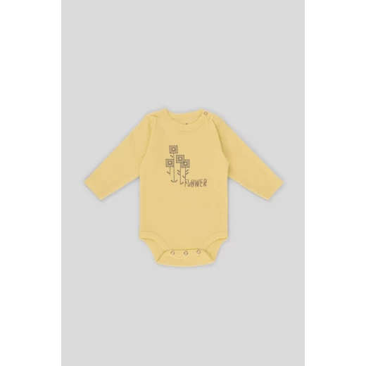 Junior Bodysuit Long Sleeve Square flower, (12-18 M), 3 Pcs - Junior Clothing - Image 3