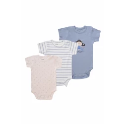 Junior Bodysuit short Sleeve all aboard, (12-18 M), 3 Pcs