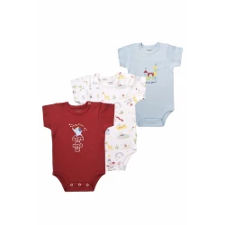 Junior Bodysuit short Sleeve playground, (3-6 M), 3 Pcs