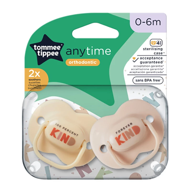 Tommee Tippee Anytime Soother Pack Of 2 (0-6M), pink - Tommee Tippee