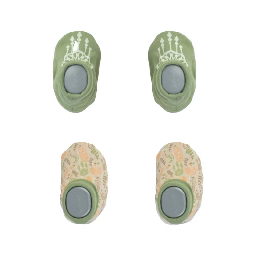 Junior Baby Printed Slippers 2 PCS Dreamcatcher Design 100% Organic Egyptian Cotton Soft Interlock Fabric Comfortable & Gentle Indoor Booties for Infants and Toddlers