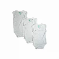 Habi Life Sleeveless Bodysuits, 3 Pack, White (6-9 m)
