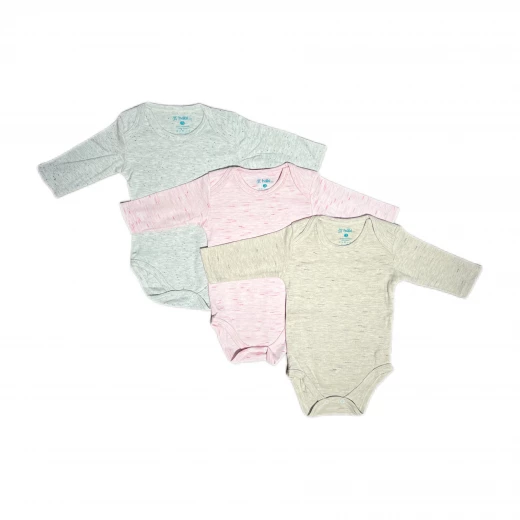 Habi Life Long-Sleeved Bodysuits, 3 Pack, Pink (0-3 m) - Habi Life - Image 2