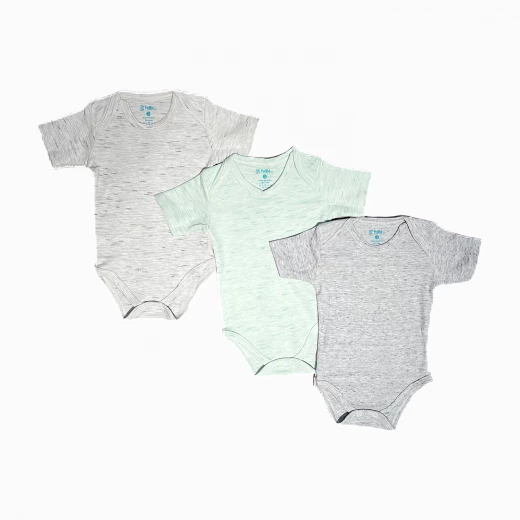Habi Life Short-Sleeved Bodysuits, 3 Pack, Green (6-9 m) - Habi Life - Image 2