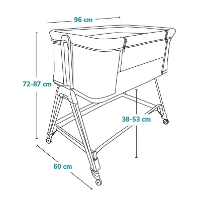Lionelo Luna 2in1 Bedside Crib, Grey Concrete - LIONELO - Image 2