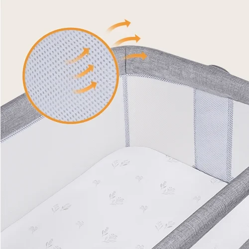 Lionelo Luna 2in1 Bedside Crib, Grey Concrete - LIONELO - Image 4