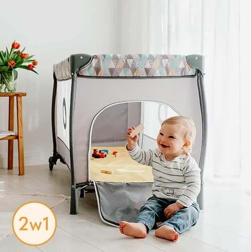 Lionelo Baby Crib Sven Plus Beige Latte 2 in 1 Travel Cot and Playpen Compact Steel Structure with Sensory Toys and Accessories 127cm x 71cm x 86cm - LIONELO - Image 3