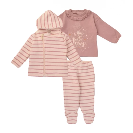 Junior Pink Stripe Printed Pajamas & Hoodi Jacket (3-6 m) - Junior Clothing - Image 7