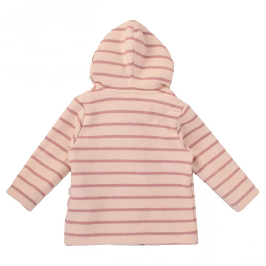 Junior Pink Stripe Printed Pajamas & Hoodi Jacket (3-6 m) - Junior Clothing - Image 2