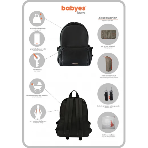 Babyes Laura Mother Bag Black - Babyes - Image 15