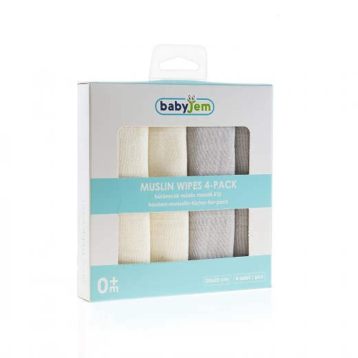Babyjem Muslin Mouth Tissue / 4 Pcs / Grey - BabyJem - Image 2