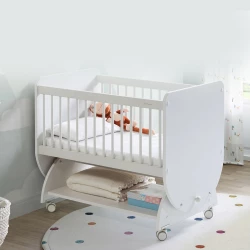 BabyWhen Swinging Wheeled Cradle 50×90, White (BW1030)