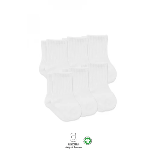 جوارب مسطحة ممشطة، (0-6 أشهر) أبيض  6 أزواج  من بيستايل - BiOrganic - Image 4