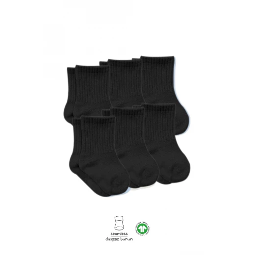 جوارب مسطحة ممشطة، (6-12 شهر) أسود 6 أزواج من بيستايل - BiOrganic - Image 4