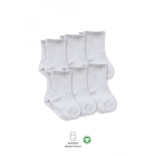 جوارب مسطحة ممشطة، (0-6 أشهر) رمادي 6 أزواج من بيستايل - BiOrganic - Image 4