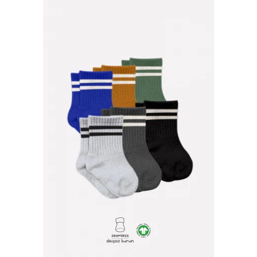 جوارب بحلقة دائرية، 6 أزواج، مقاس (0-6 أشهر)، ملونة  من بيستايل - BiOrganic - Image 4