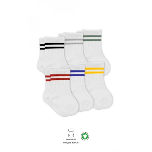جوارب  بحلقة دائرية، 6 أزواج، مقاس (0-6 أشهر)، ملونة من بيستايل - BiOrganic - Image 4