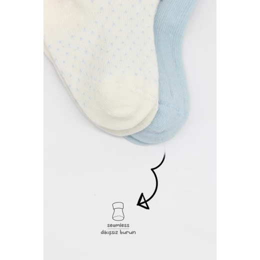 جوارب بيستايل العضوية الممشطة، زوجان (12-24 شهر) أزرق - BiOrganic - Image 5