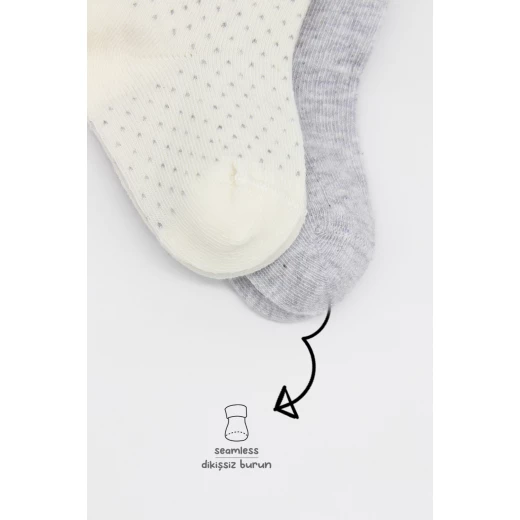 جوارب بيستايل العضوية الممشطة، زوجان (12-24 شهر) رمادي - BiOrganic - Image 5