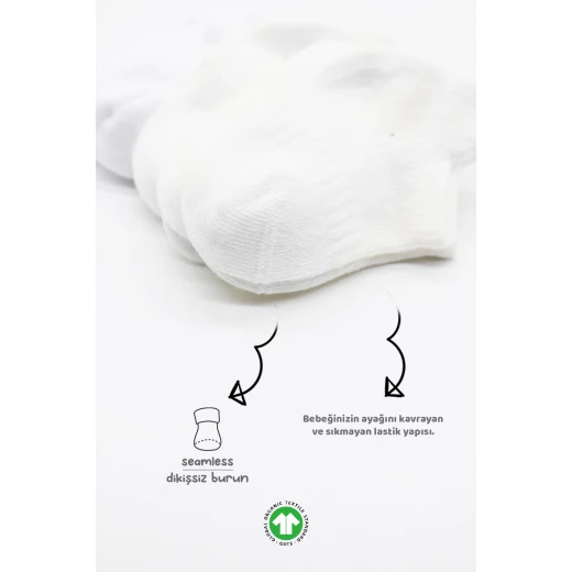 جوارب مبطنة ممشطة (0-6 أشهر) (أبيض)، 6 أزواج من بيستايل - BiOrganic - Image 4