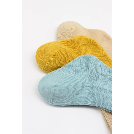 Bistyle 3-Pairs Knee Socks (12-24 m) (Blue, Brown, Yellow) - BiOrganic - Image 4