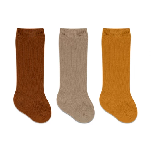 جوارب طويلة، 3 أزواج  (24-36 شهر) (برتقالي، بني، أصفر) من بيستايل - BiOrganic - Image 2