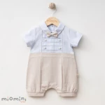 Miomini Woven Elegant Baby Boy Romper, (4334), Brown, 3 Months - Miomini