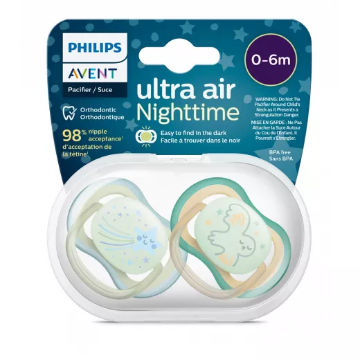 Philips Avent ultra air Nighttime Soother Blue & Green (0-6 m) Philips Avent ultra air Nighttime Soother Blue & Green (0-6 m)