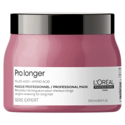 ماسك لوريال بروفيسيونال Serie Expert Pro Longer سعة 500 مل، علاج مكثف للشعر الطويل، يساعد على تقوية الأطراف وتقليل التقصف والتكسر، يمنح نعومة ولمعاناً وترطيباً عميقاً، مناسب للشعر الطويل والتالف للحصول على مظهر صحي وكثيف
