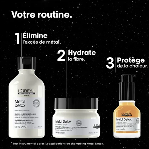 L’Oréal Professionnel Metal Detox End of Year Trio Set 2025 – Shampoo + Mask + Oil (300+250+50ml), Hair Care Set, Anti-Breakage, Removes Metal Build-Up, Nourishing, Hydrating and Shine Protection - Loreal professionnel - Image 3