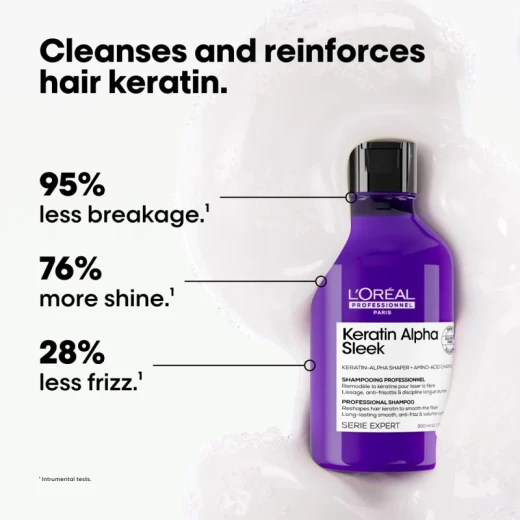 L'Oréal Professionnel Keratin Alpha Sleek Shampoo – For Frizzy Hair 300ML - Loreal professionnel - Image 5