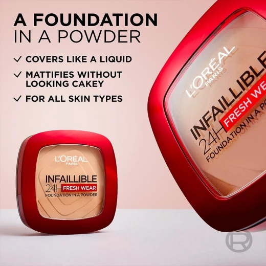 L’Oréal Paris Infaillible 24H Fresh Wear Foundation in a powder, 220 Sand - L'Oreal Paris - Image 4