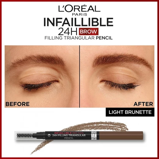 L’Oréal Paris , Infaillible Brows, 24H Filling Triangular Pencil, 5.0 Light Brunette - Waterproof, Sumdge Proof and Transfer Resistant - L'Oreal Paris - Image 3