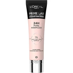L'Oréal Paris Pore Minimiser Primer, Advanced Derm Primer, Tightened Pores, Resurfaced Skin, Matte Finish, 24H Wear, Prime Lab, 30ml