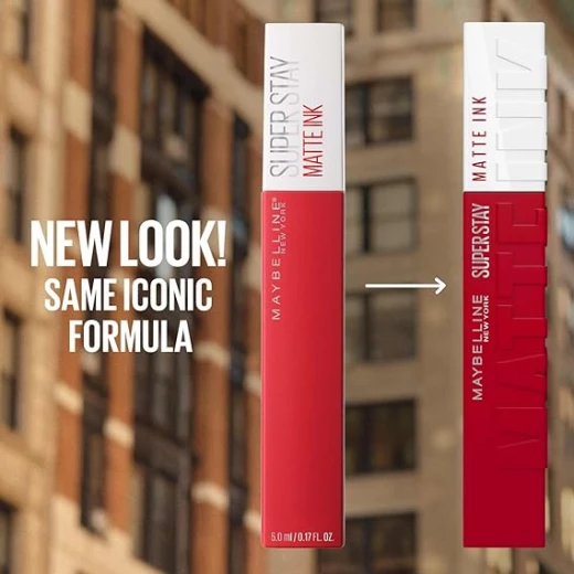 ميبيلين نيويورك روج  أحمر شفاه روج سائل سوبر ستاي مات اينك  - 75 فايترر - Maybelline - Image 2
