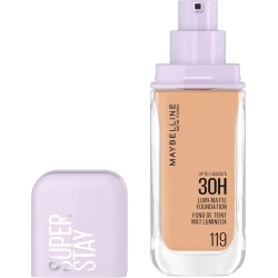 Maybelline New York, Super Stay Lumi-Matte Liquid Foundation, 30hr Longwear formula, Light as Air, Waterproof, Sweatproof, Luminous Matte Finish - 119