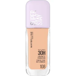 Maybelline New York, Super Stay Lumi-Matte Liquid Foundation, 30hr Longwear formula, Light as Air, Waterproof, Sweatproof, Luminous Matte Finish - 108