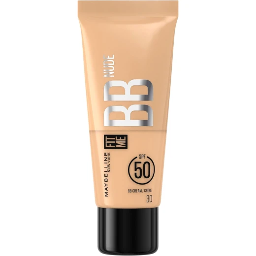 Maybelline New York Fit Me BB Nude Liquid Foundation SPF 50, 24H Hydration Lightweight Natural Dewy Finish with 2% Niacinamide - 30 Maybelline New York Fit Me BB Nude Liquid Foundation SPF 50, 24H Hydration Lightweight Natural Dewy Finish with 2% Niacinamide - 30