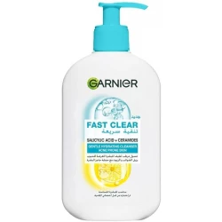 Garnier Fast Clear Gentle Cleanser, Deep Hydrating Face Wash for Acne Prone Skin with Salicylic Acid and Ceramides, Sulphate and Fragrance Free, 250ml