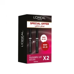 L’Oréal Paris , Telescopic Lift Washable Mascara, Lengthening and Volumizing Eye Makeup, Lash Lift with Up to 36HR Wear, Black 2 Pieces -20%