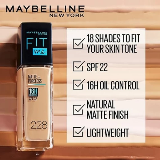 ميبيلين نيويورك كريم أساس سائل بدرجة 228 للبشرة الدهنية مع تحكم بالزيت  سعة 30 مل - Maybelline - Image 2