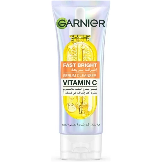 Garnier Skinactive Fast Bright Vitamin C Serum Cleanser Facewash, Gentle Face Cleanser for Skin Brightening like a Serum, Suitable for all skin types, 100ml
