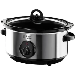 قدر طبخ بطيء Russell Hobbs بسعة كبيرة، 3 مستويات حرارة، منخفض وعالٍ والحفاظ على السخونة، وعاء سيراميك قابل للإزالة، طبخ بطيء فعال لتحضير وجبات شهية للعائلة