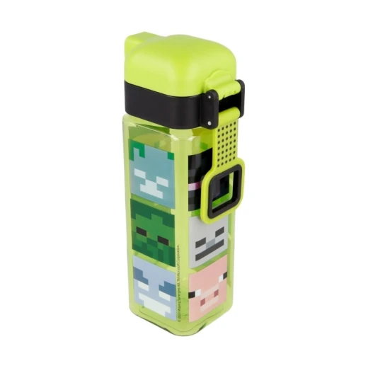 Minecraft Safety Lock Square Water Bottle 550ml - Durable Square Drink Bottle with Handle & Push-Button Security Closure, BPA-Free - Stor - Image 2