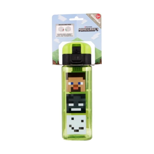 Minecraft Safety Lock Square Water Bottle 550ml - Durable Square Drink Bottle with Handle & Push-Button Security Closure, BPA-Free Minecraft Safety Lock Square Water Bottle 550ml - Durable Square Drink Bottle with Handle & Push-Button Security Closure, BPA-Free