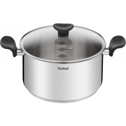 Tefal Primary Stewing Pot 24 cm (5 L) + Glass Lid, Induction, High Quality Stainless Steel